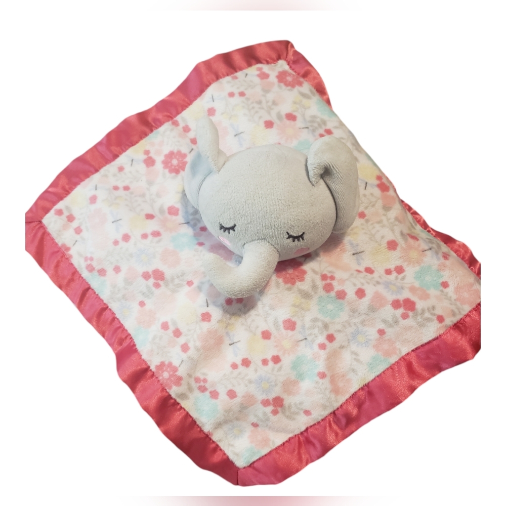 Parents Choice Security Blanket Elephant Lovey Pink Satin Plush 12" Sensory